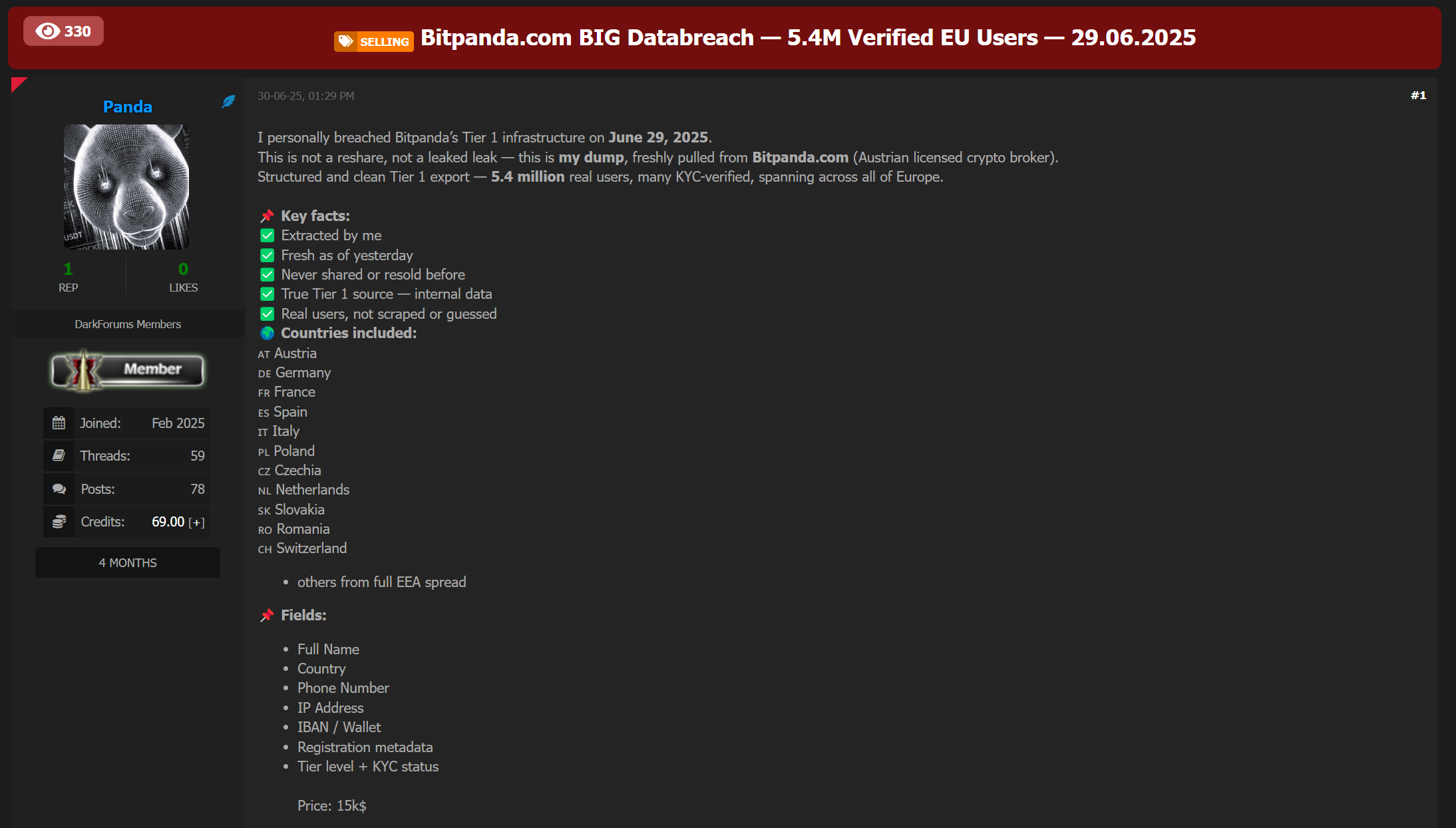 加密货币巨头 Bitpanda 涉嫌数据泄露，540 万用户数据遭出售李白你好-实战攻防李白你好
